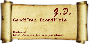 Gabányi Dionízia névjegykártya